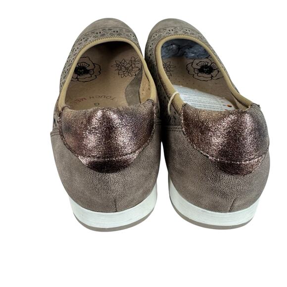 Relife NWT Rose Gold Metallic Eyelet Slip On Massage Leather Flats Loafers 7 7.5 - Picture 4 of 8